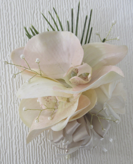 Blush Real Touch Orchid & Pearl Corsage 